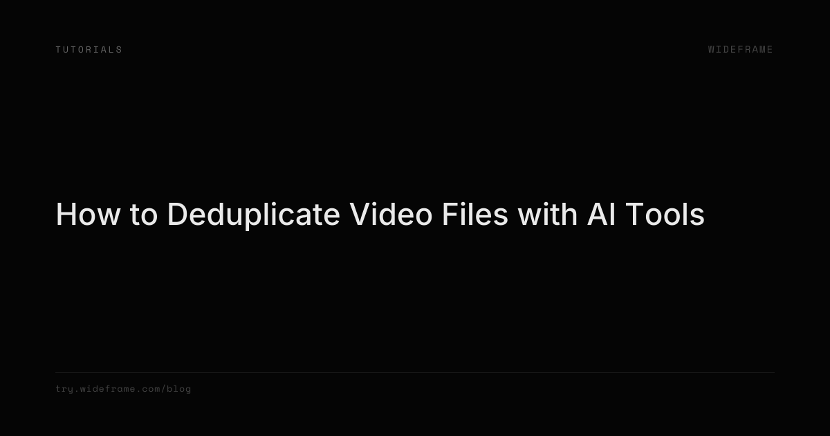 How to Deduplicate Video Files with AI Tools | Wideframe
